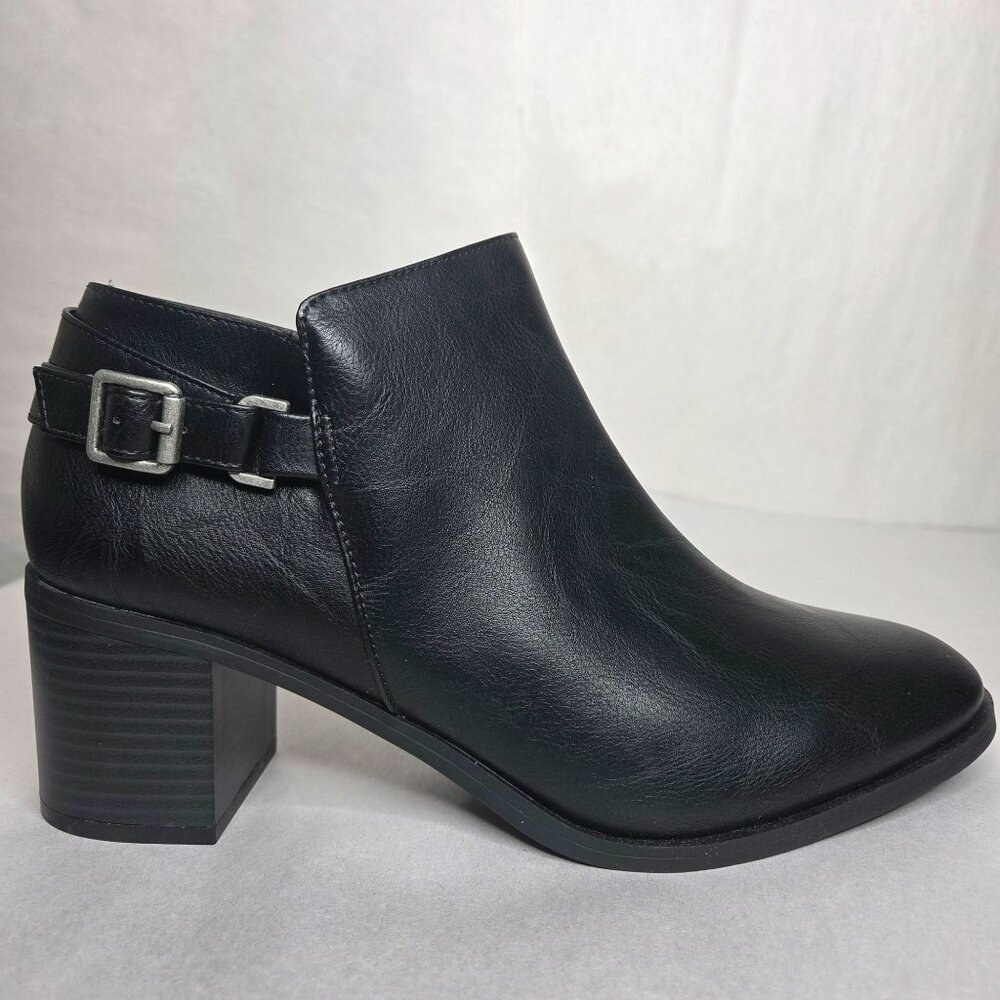 NWT Life Stride Women's Lorelai Block-Heel Black Faux Leather Booties - Picture 3 of 7